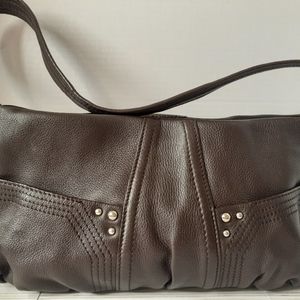 Tignanello Pebbled Brown Leather Shoulder Tote Super Cute Clean Smoke Free Home